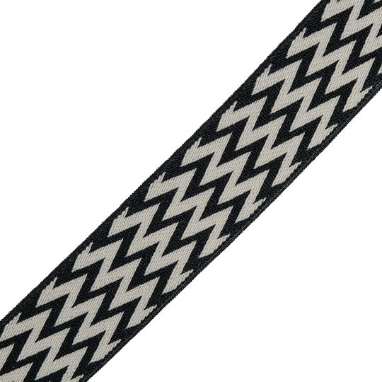 Gummiband Jacquard Zick-Zack Schwarz Creme 3 Cm Meter