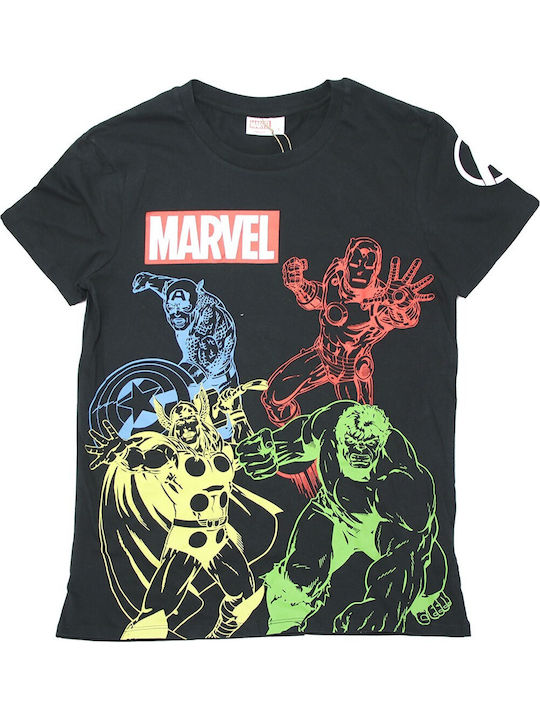 Ανδρική Κοντομάνικη Μπλούζα Marvel Avengers "earth's Mightiest Heroes" – Μαύρη 100% Βαμβάκι Ye35031 Μαύρο