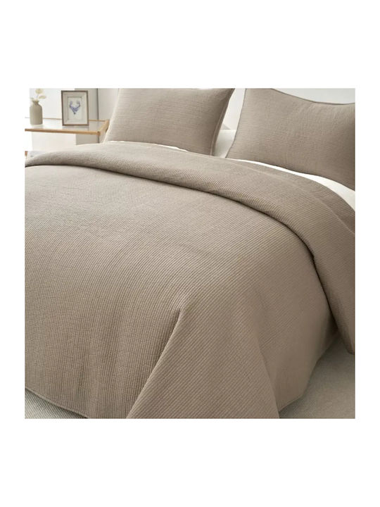 Down Town Home Σετ Κουβερλί Μονό Βαμβακερό Καφέ 170x240cm 2τμχ