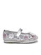 Kinder Pumps & Ballerinas mit Bügel- und Schleifenverschluss Silber L-9862-Weiß