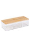 Aufbewahrungsbox Kunststoff 3-fach / Bambus mit Deckel 23,2 × 9,4 × 7 cm