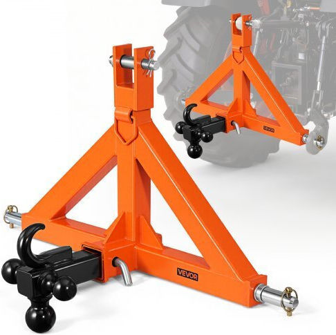 Vevor 3 Point Trailer Hitch 50.8 Mm Receiver 3 Pt Quick Hitch Attachment 3 Trailer Balls Tractor Tow Drawbar Adapter Category 1 Kubota Mahindra Ford Yanmar John Deere Massey Ferguson
