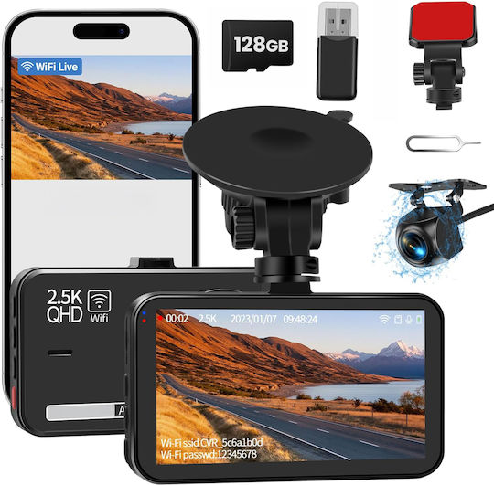 Set Cameră DVR Auto 1440P cu Ecran Wi-Fi și Cameră Marșarier