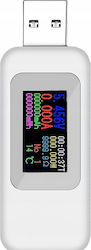 Zola Tester Digital Usb Volmetru Ampermetru 4-30v 0-5.1 A Metru Încărcare Ecran Lcd Alb