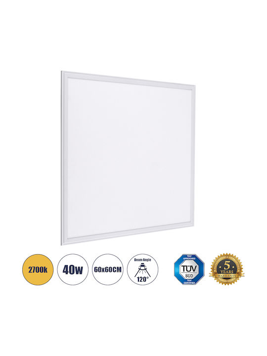 GloboStar Paneleti Χωνευτό LED Panel 40W με Θερμό Λευκό Φως 2700K 2τμχ