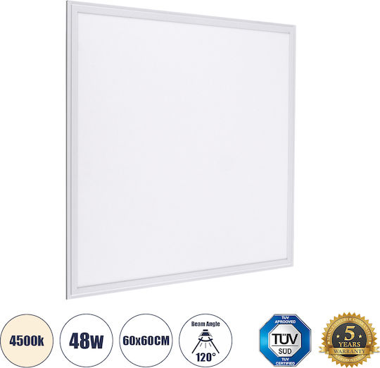 GloboStar Paneleti Recessed LED Panel 48W with Natural White Light 4500K 2pcs