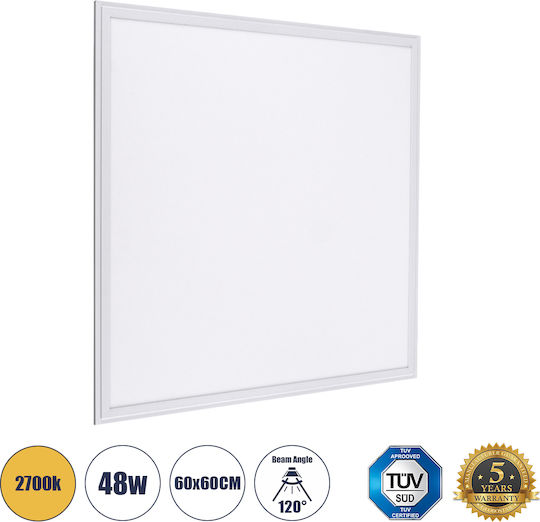 GloboStar Recessed LED Panel 48W with Warm White Light 2700K 2pcs