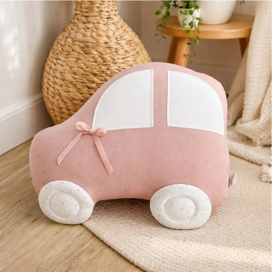 Pink Car Decorative Pillow Handmade Children's Pillow Cotton Muslin Es33602