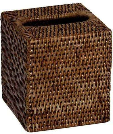 Tissue Box Square Brown Rattan Tissue Holder 13x13x15 Cm