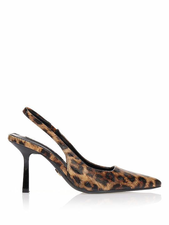 Spitze Zehe Pumps mit Hochabsatz Tiermuster Braun
