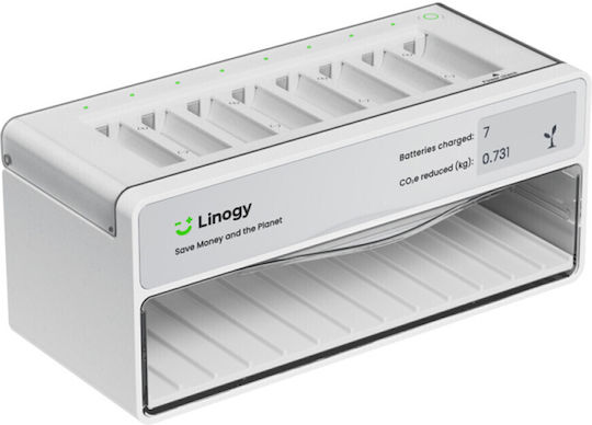 LINOGY Universal USB Battery Charger for 8 Li-ion/Ni-Cd/Ni-MH AA/AAA Batteries in Silver Colour