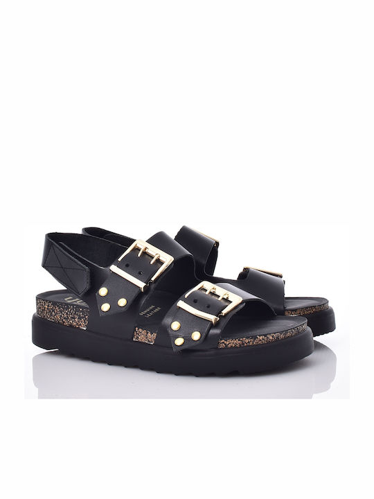 Leather Women's Anatomic Flat Sandals Black