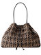Fabric Women's Shopper Shoulder Bag Brown