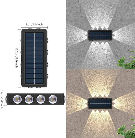 Lumină Solară de Perete 5W cu Lumină Alb Cald 3000K IP65 19x9.5cm