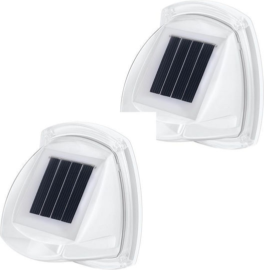 Set 2 Lămpi Solare de Perete 2W 100lm Alb Cald 3000K cu Senzor de Mișcare și Fotocelul IP65 8.5x9cm