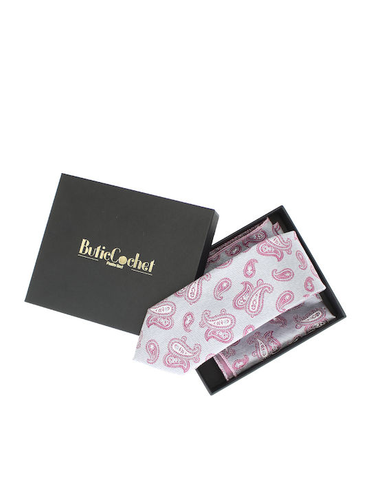ButicCochet Set Herren Krawatte Synthetisch in Grau Farbe