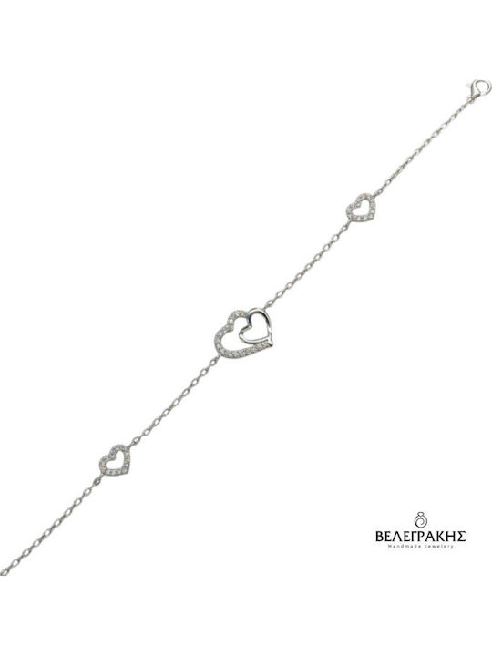 Velegrakis Women's Silver Chain Bracelet with Heart Design