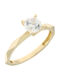 Single Stone Ring From 14K Gold With Zircon