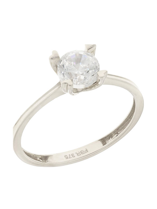 Einzelner Steine Ringe aus Weißgold 14K mit Zirkon