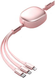 Универсален Подвижен Телефонен Кабел Flippy Universal 3в1 За Всеки Тип Телефон Micro-usb Lightning Type-c 1.2м Розов Универсален Подвижен Телефонен Кабел Flippy Universal 3в1 За Всеки Тип Телефон Micro-usb Lightning Type-c 1.2м Розов