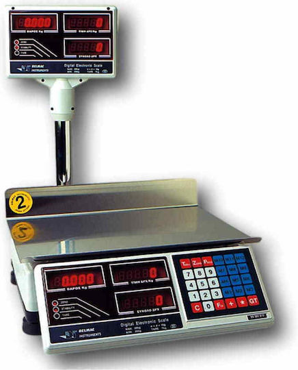 Delmac DS302D Elektronische Handelswaage mit Turm mit Maximalem Gewicht 30kg und Präzision der Messung 10gr