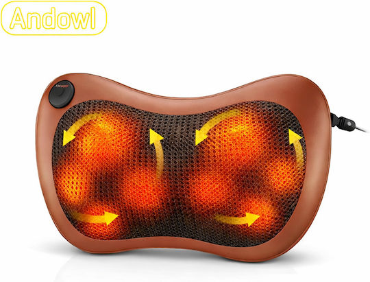 Andowl Shiatsu Massage Pillow for Neck Waist and Back with Heating Function
