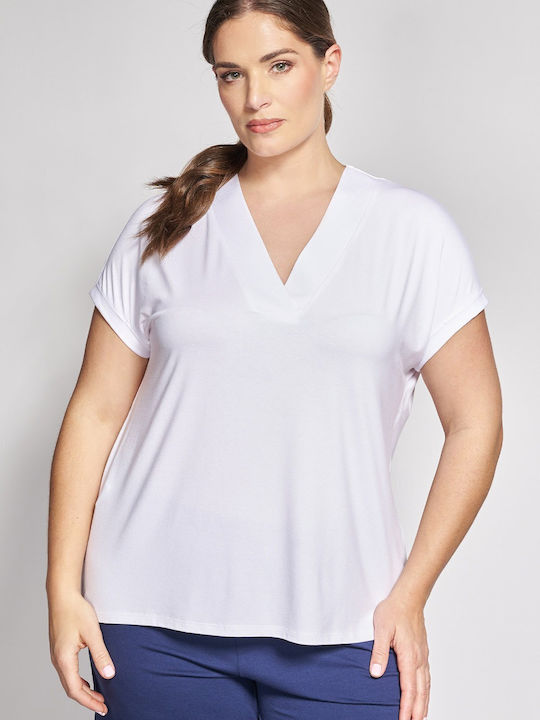 Bluza Damă Polo Mâneci Scurte Albă