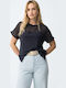 Women's Short Sleeve Blue Blouse