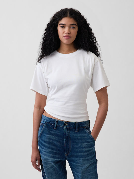 GAP Women's Crop Cotton Short Sleeve White Top