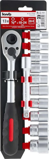 KWB Ratschen- und Steckschlüssel-Set mit 13 Stück 1/2"