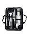 Set 9 Grill Utensils Flippy Stainless Steel Oxford Bag Silver