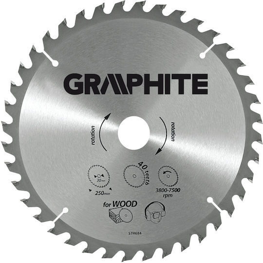 Graphite Δίσκος Κοπής Ξύλου με 18 Δόντια 165mm