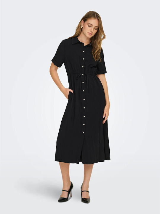 Only Sommer Midi Damenkleid Kurzärmeliges Schwa...