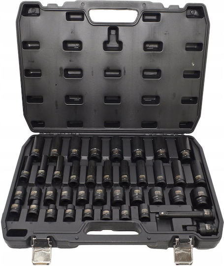 AWTools Long Pneumatic Sockets with 1/2" Frame Host Set 40 Pieces