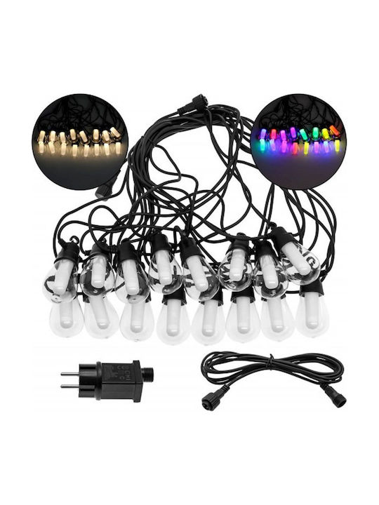 Wasserdichte Lichterkette Beleuchtung LED IP44 15m mit 16 RGB Lampen