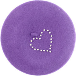 Beretă De Lână Pentru Femei ButicCochet Design Cu Perle O Mărime Violet Bsc838