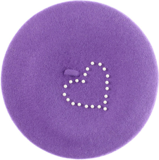 Beretă De Lână Pentru Femei ButicCochet Design Cu Perle O Mărime Violet Bsc838