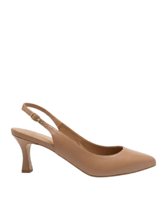 Leder Pumps mit Hohem Absatz Braun 170827-KAMELE