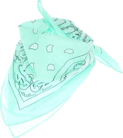 Bandana Din Bumbac Mărime 55 X 55 Cm Print Mandala Verde Menta Es2193
