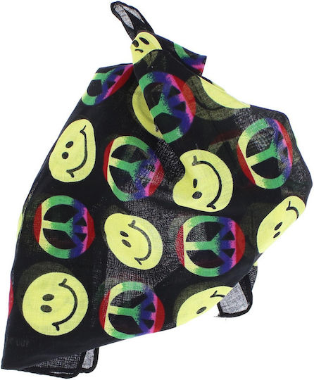 Bandana Din Bumbac Mărimea 55 X 55 Cm Imprimeu Față Fericită Multicolor Es2210