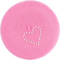Women's Wool Beret Buticcochet Pearl Design One Size Pink Bsc847