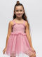 Girls Dress Sleeveless Tulle Pink