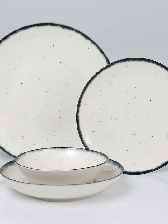 Dinnerware Set 24pcs 387grp1376 Black-white Hermia 24pcs Porcelain
