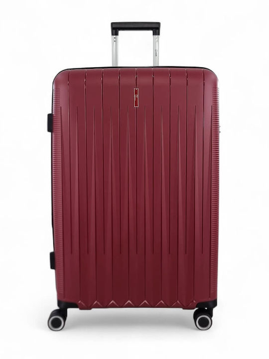 Rain Large Hard Burgundy Travel Suitcase with 4...