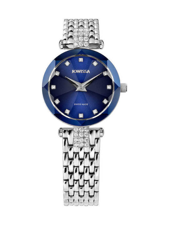Jowissa Facet Strass Womens Watch 25mm Battery with Silver Metal Bracelet