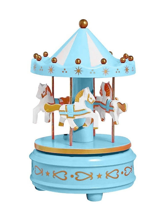 Διακοσμητικό Κουρδιστό Μουσικό Carousel Music Box 16 X 11 Cm Pvc Blue Oem