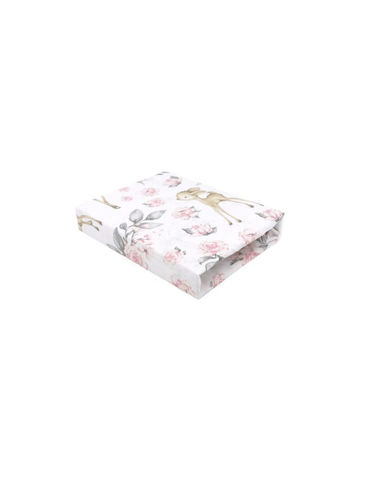 MimiNu Set Lenjerii De Patut Bebe Pentru Patut Din Bumbac Cu Cauciuc Roz 87x51cm