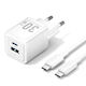 Vention Φορτιστής GaN με Θύρα USB-A και Θύρα USB-C και Καλώδιο USB-C - USB-C 70W Λευκός (FCGW0-EU)