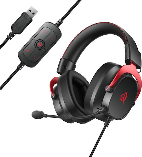 QCY Heroad VT200 Over Ear Gaming Headset με σύνδεση USB Black/Red for PC / PS4 / PS5
