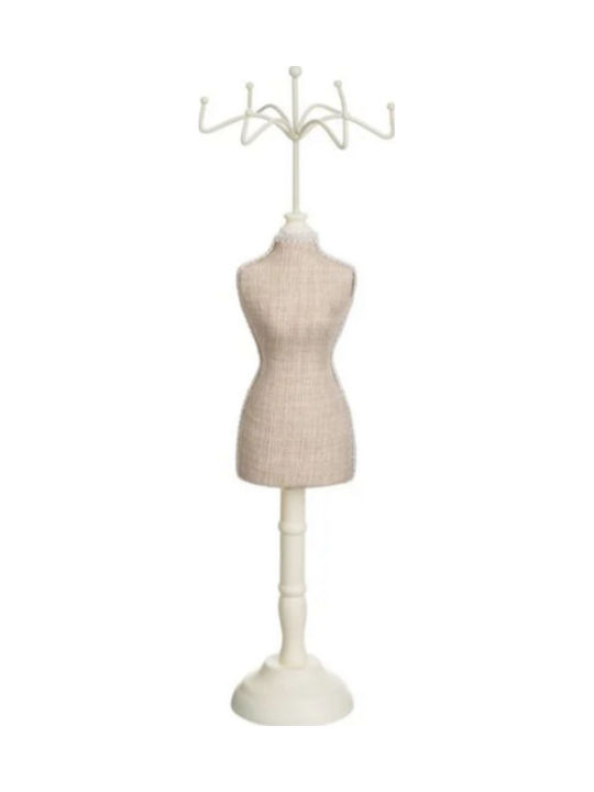 Jewellery Organizer Case Stand Mannequin Ecru Brocade Ø12x40cm